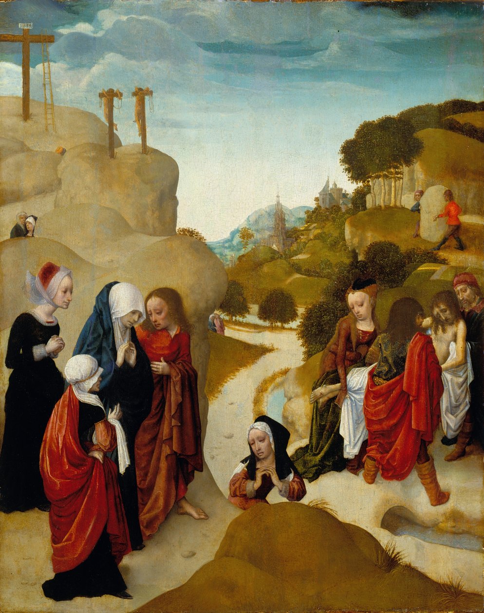 Ukládání Krista do hrobu, asi 1490 (olej na desce) od Master of the Virgo Inter Virgines