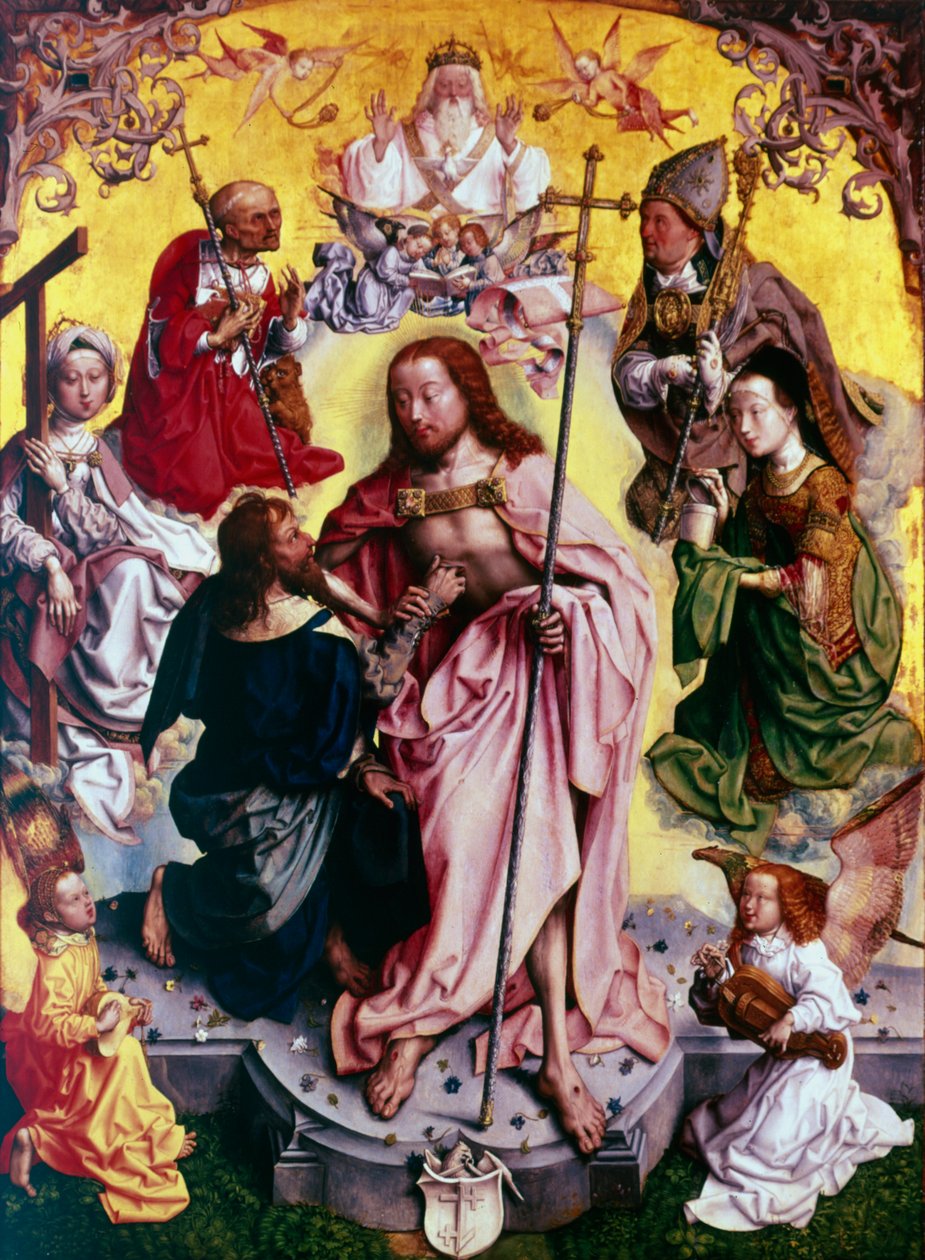 Pochybuje, že Thomas vkládá ruku do Kristovy rány, c1499 od Master of the altarpiece of St