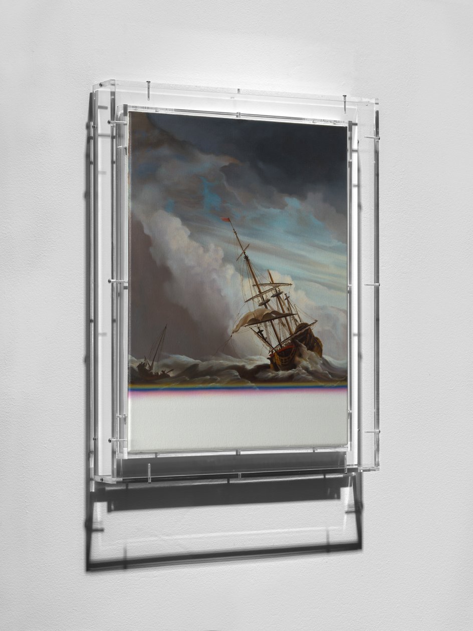 Expirace obrazu, Galleon, 2016 (olej na plátně, dřevo, plexisklo) od Mat Collishaw