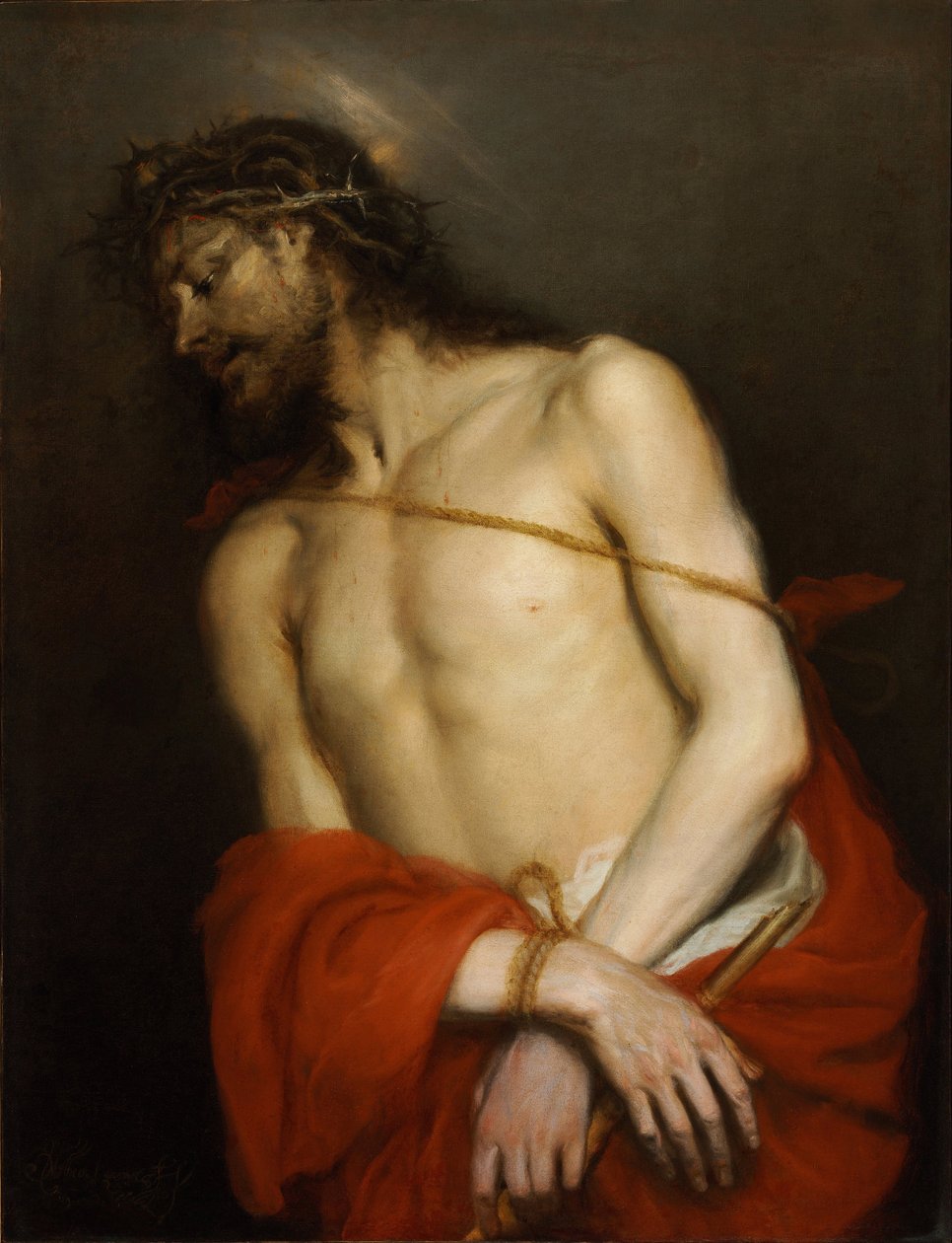 Kristus s rákoskou, také známý jako Ecce Homo - Ecce Homo - Cerezo, Mateo, mladší (1637-1666) - cca 1665 - Olej na plátně - 98x75 - Muzeum Szepmuveszeti, Budapešť od Mateo Cerezo