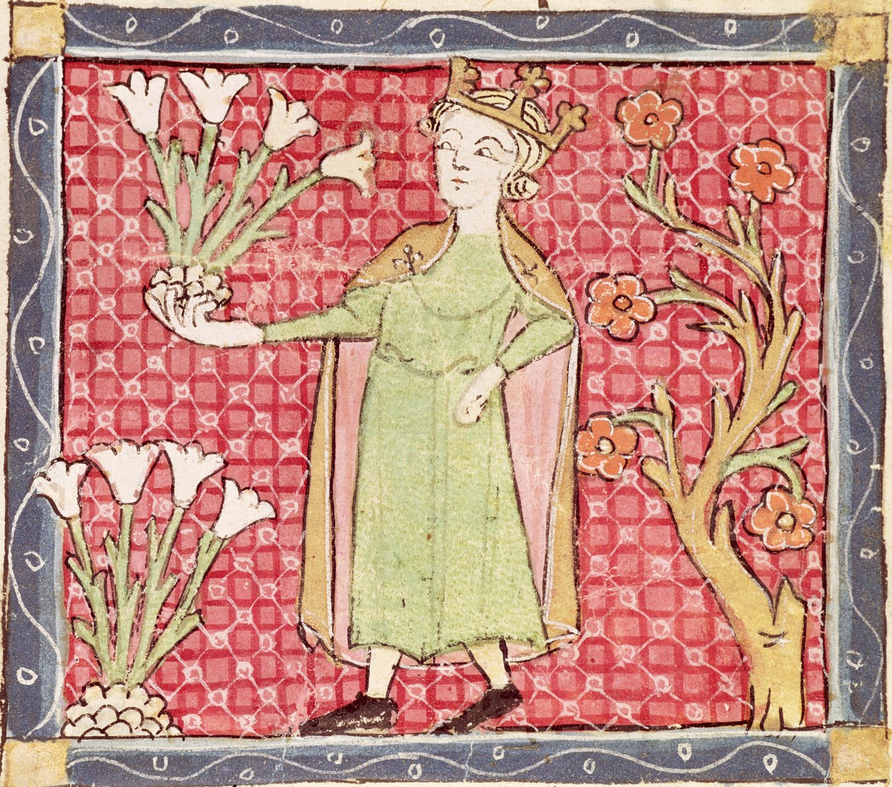 Fol.58v Duben: Sbírání květin od Matfre Ermengaut