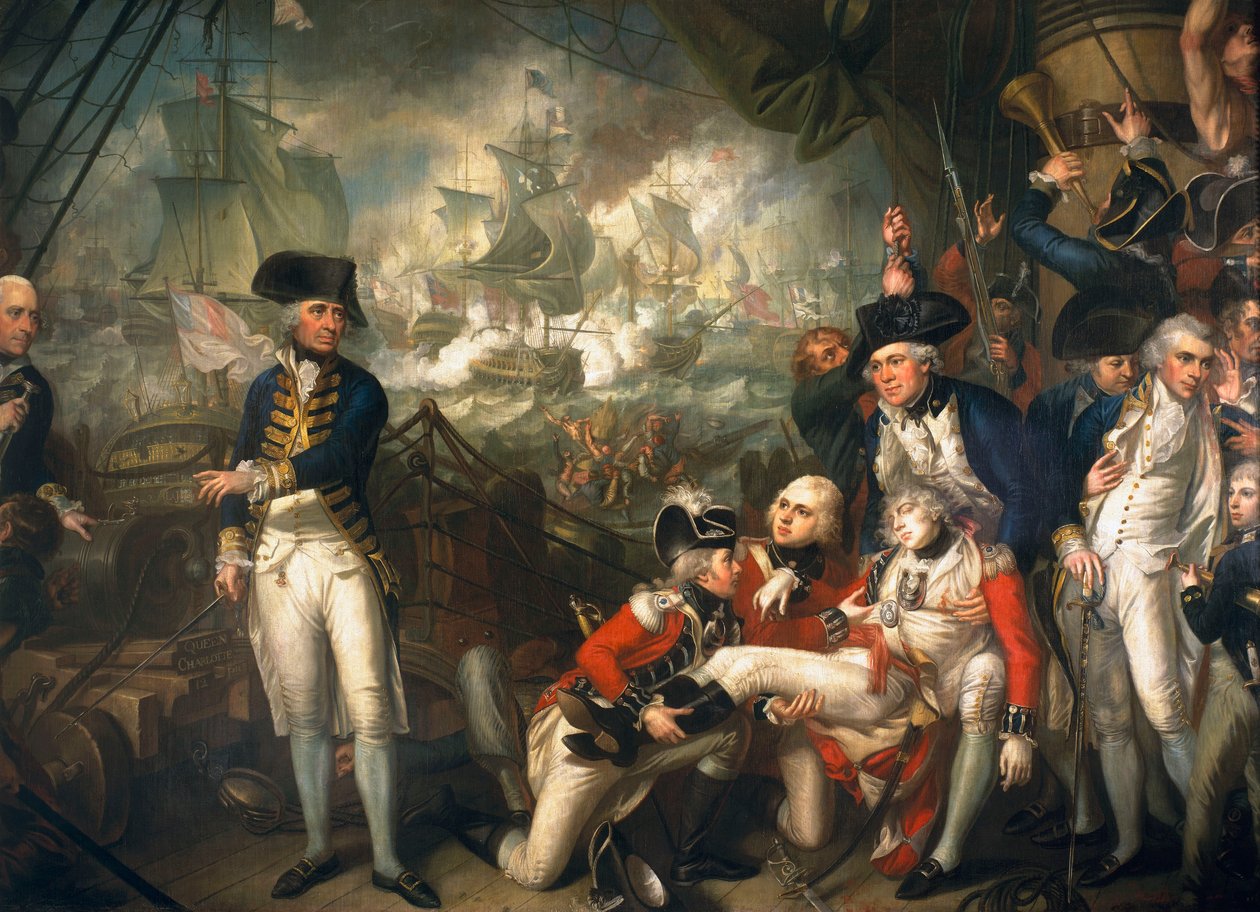 Lord Howe na palubě lodi Queen Charlotte od Mather Brown