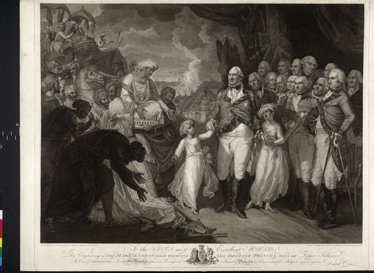 Maquris Cornwallis se dvěma indickými princi od Mather Brown