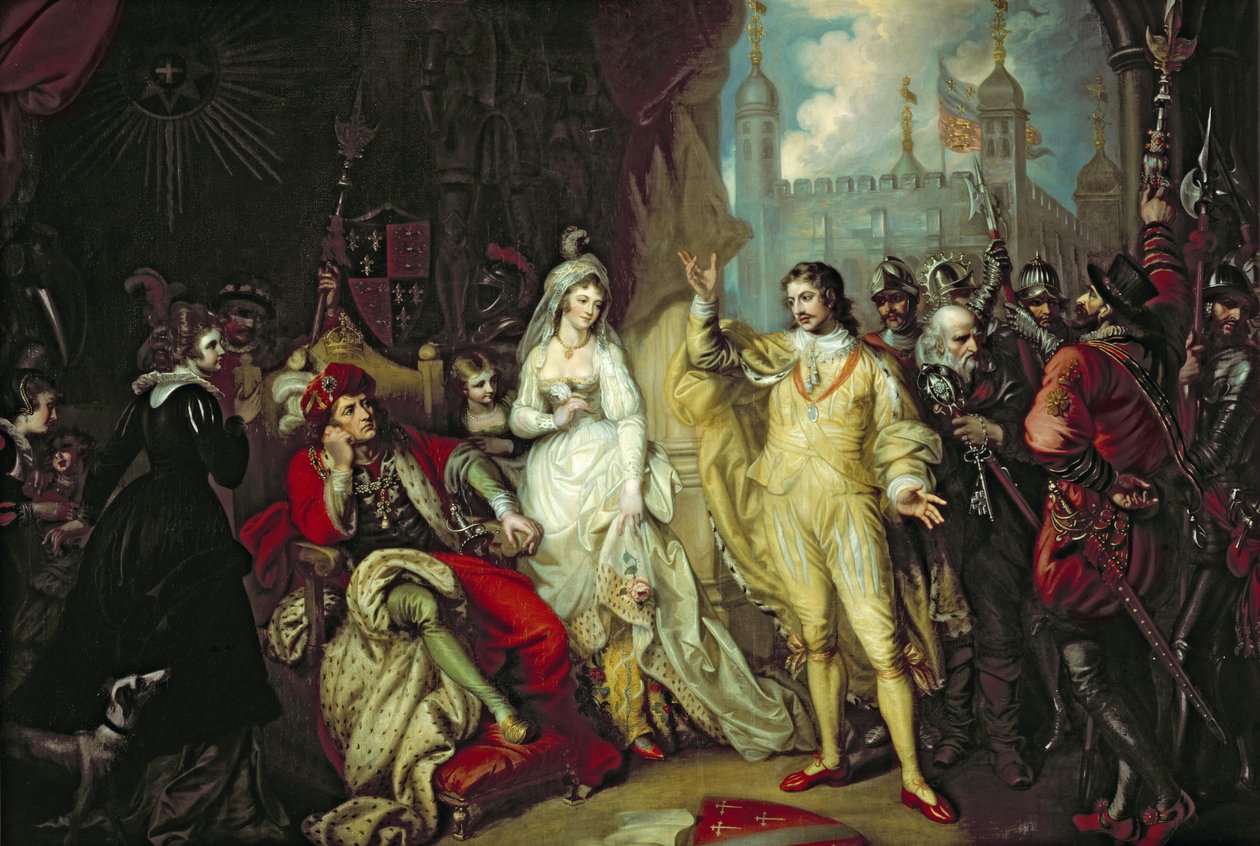 Thomas Howard, hrabě ze Surrey, obhajuje svou věrnost Richardovi III. před Jindřichem VII. po bitvě u Bosworthu, 1797. od Mather Brown