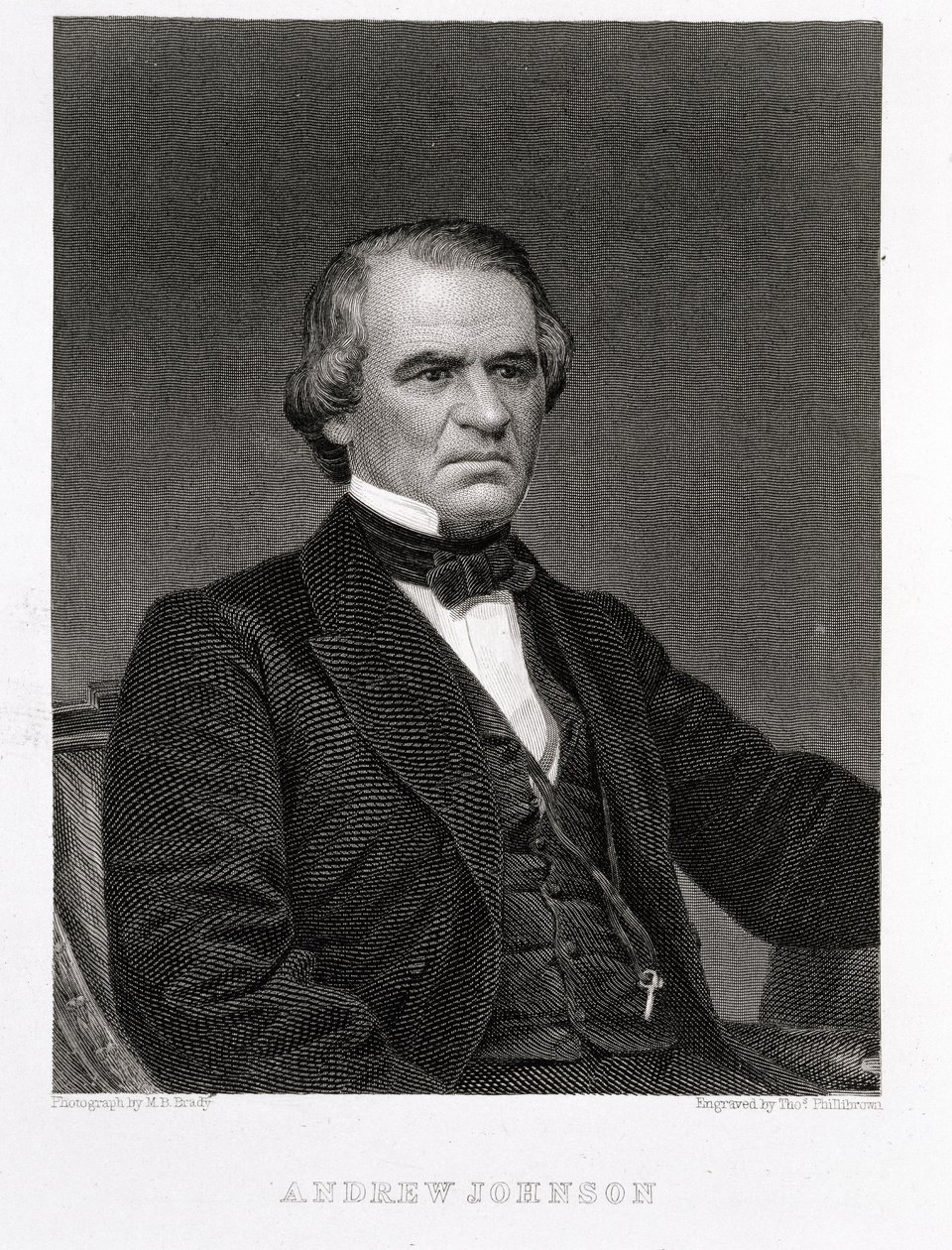 Andrew Johnson, rytina z fotografie Thomase Phillibrowna od Mathew B. Brady
