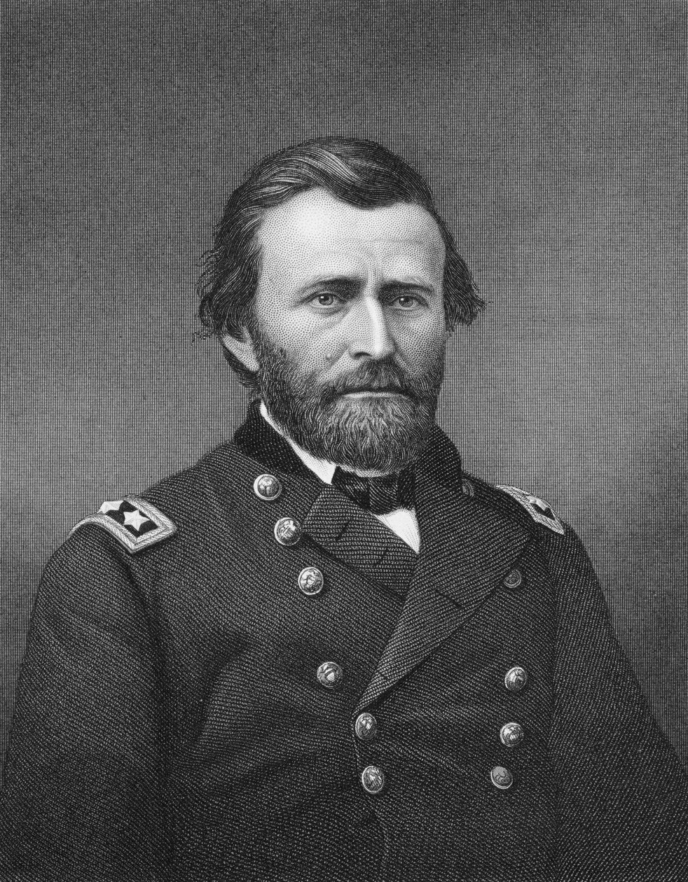 Generál Ulysses Simpson Grant, vyrytý podle daguerrotypie od Roberta E. Whitechurche (1814-c.83) od Mathew B. Brady
