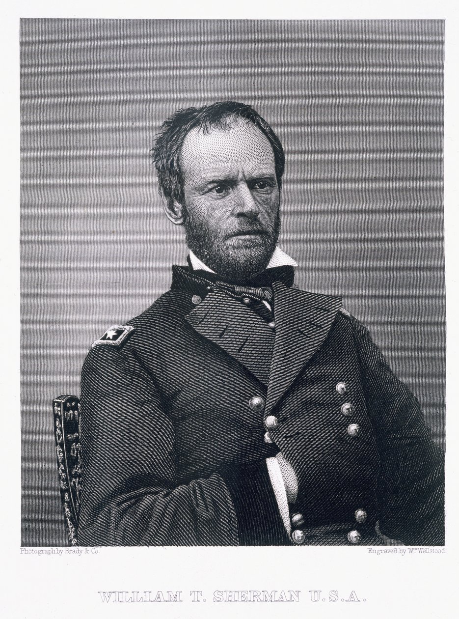 Generál William Tecumseh Sherman, rytina podle fotografie Williama Wellstood (1819-1900) od Mathew B. Brady