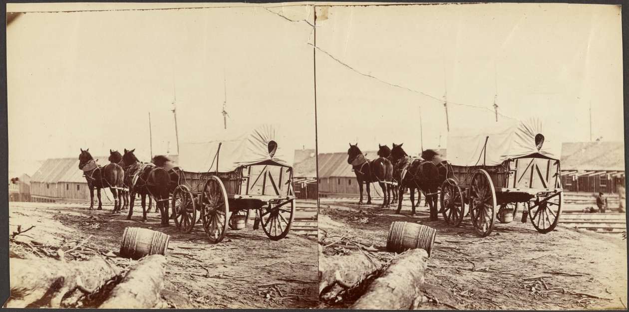 Armádní vůz směřující do zásobovacího skladu v City Pointu pro zásoby od Mathew B. Brady