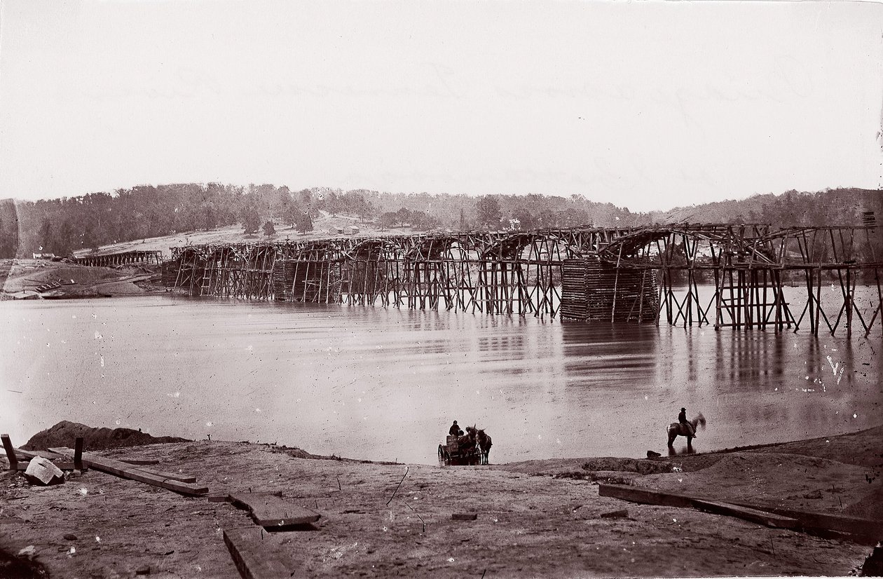 Most přes řeku Tennessee v Chattanooga, ca. 1864. od Mathew Brady