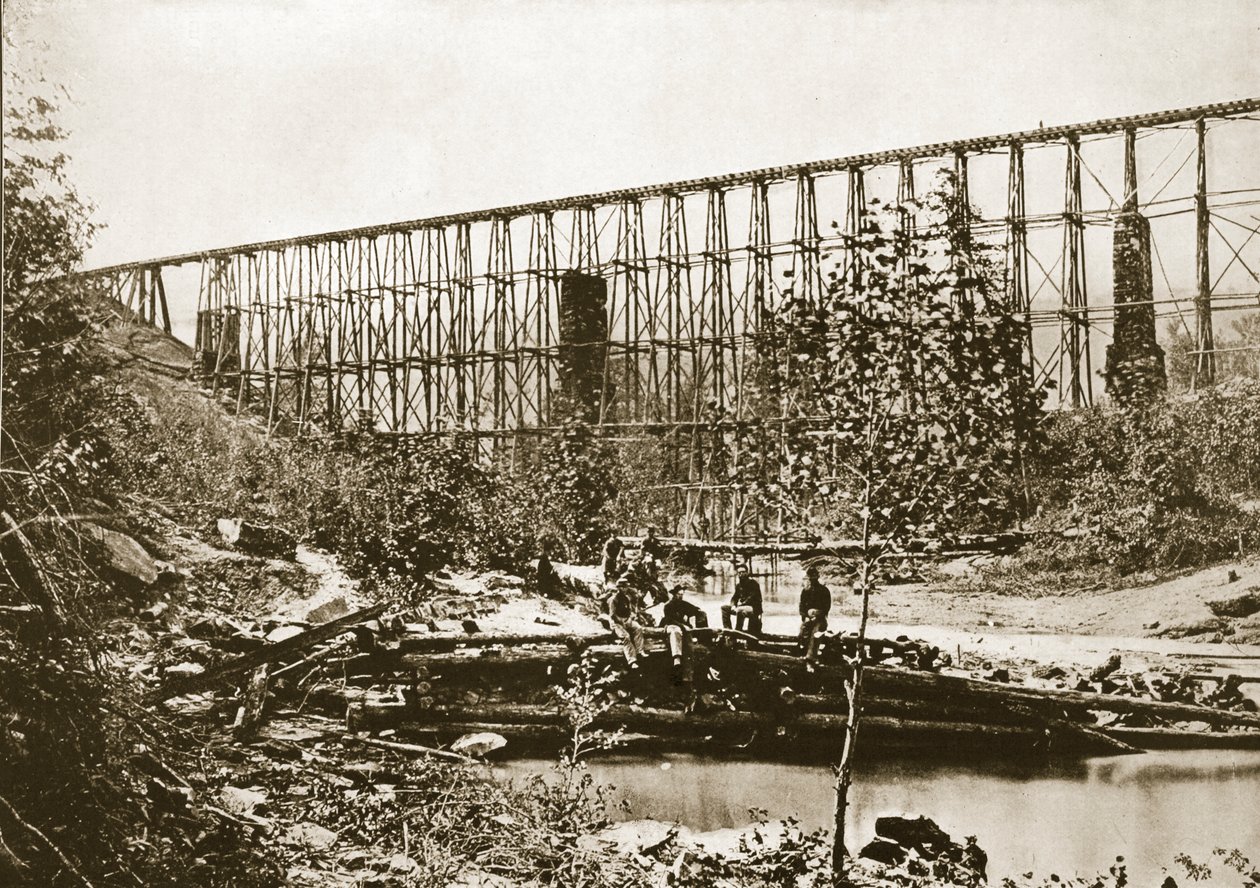 Falling Water Bridge, Nashville a Chattanooga Railroad, 1861-65 od Mathew B. Brady