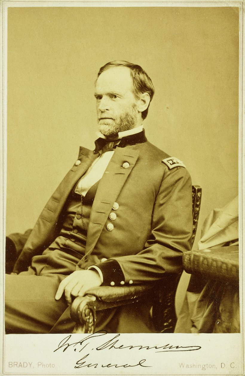 Portrétní fotografie Williama Tecumseha Shermana od Mathew B. Brady