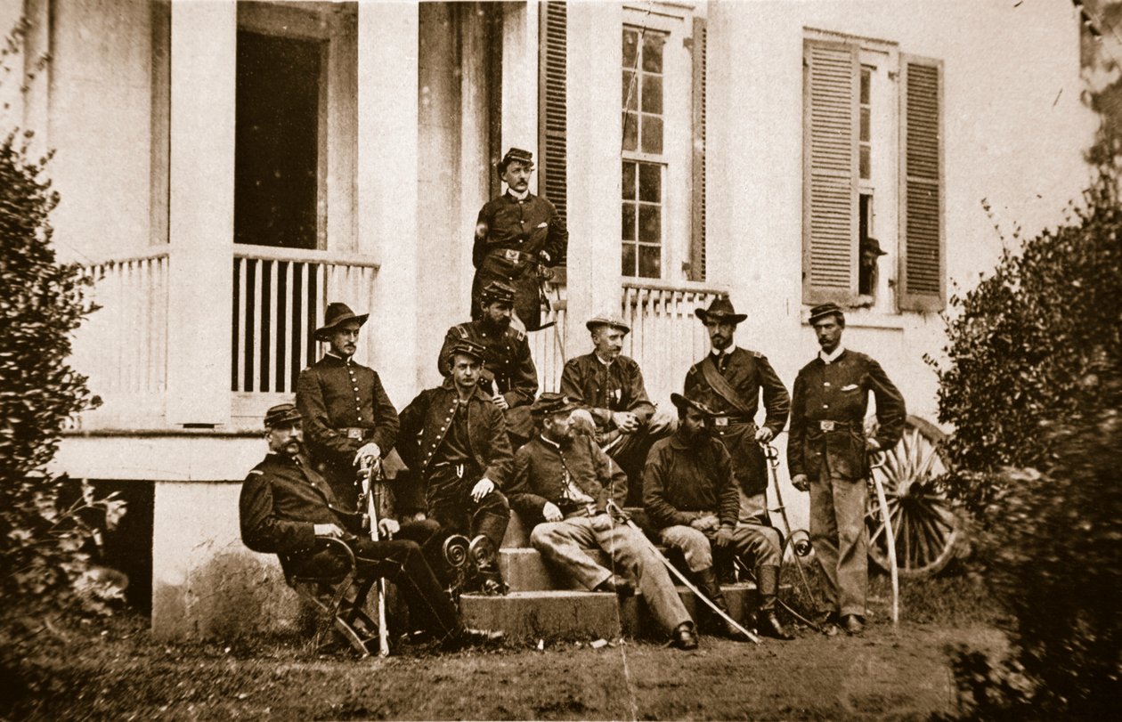 164th New York Volunteers v ústředí generála McMahona, 1861-65 (sépiová fotografie) od Mathew B. Brady