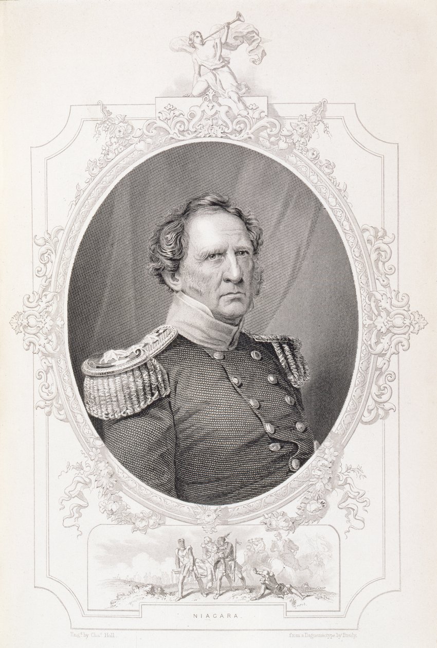 Winfield Scott (1786-1866) z knihy "The History of the United States", II. díl, autor Charles Mackay, rytina Charles Holl z daguerrotypie od Mathew B. Brady