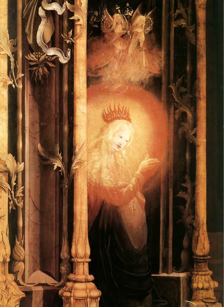 Koncert andělů a detail betléma od Matthias Grünewald
