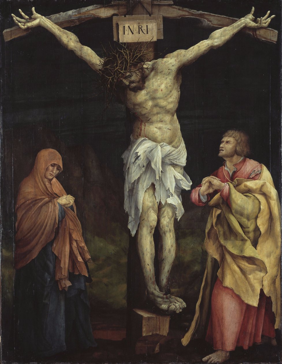 Kristus na kříži mezi Marií a Janem od Matthias Grünewald