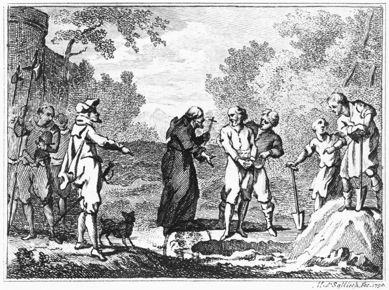 Poprava vlámských protestantů španělskými katolíky, 1790 od Mathias de Sallieth