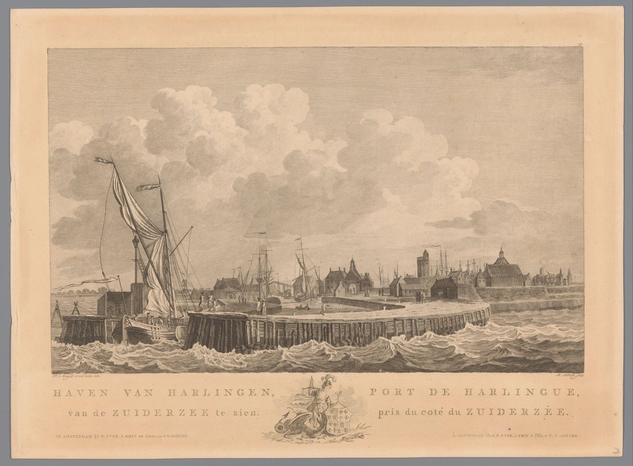 Harlingenský přístav Přístav Harlingen od Zuiderzee vidět / Port de Harlingue, pris de coté du Zuiderzee (název na objektu) od Mathias de Sallieth