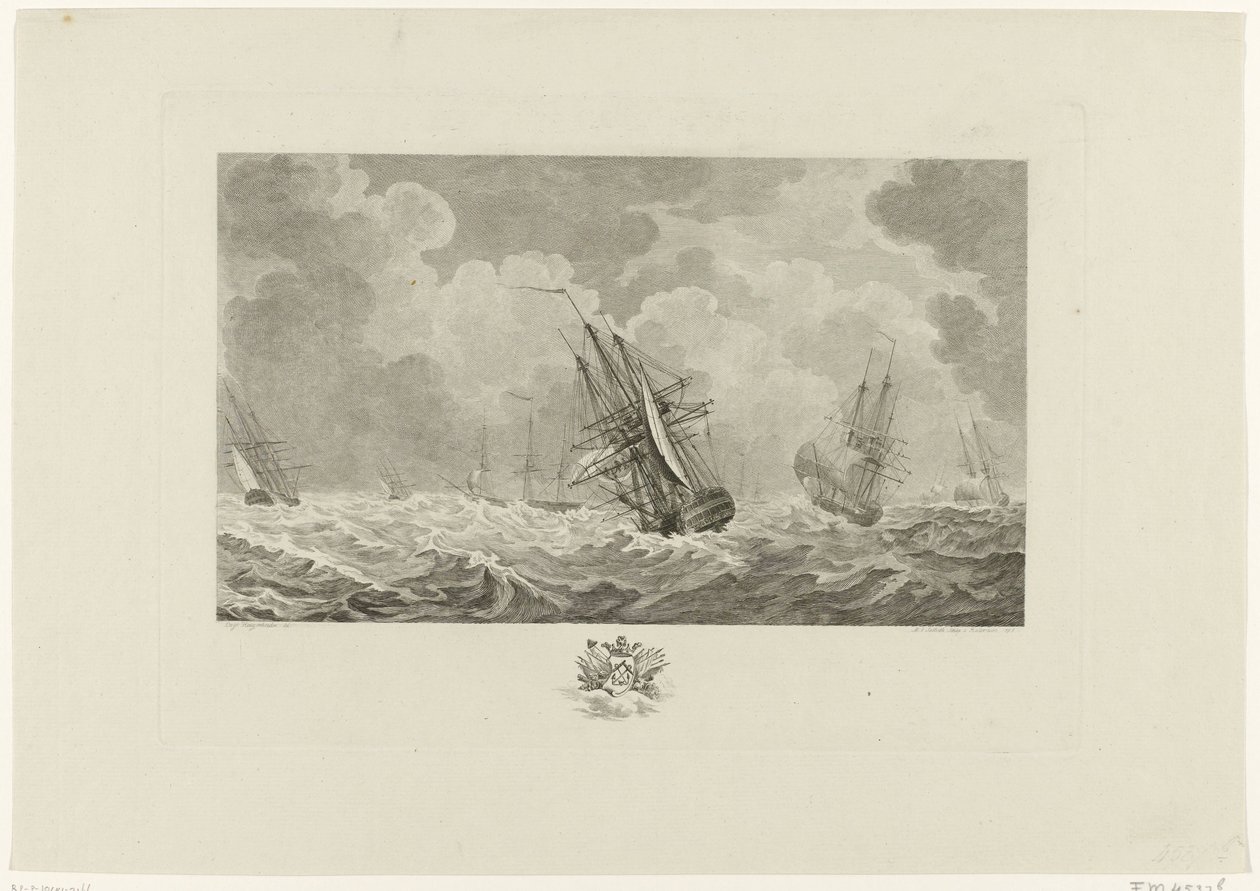 Nizozemská flotila v bouři, 1784 od Mathias de Sallieth