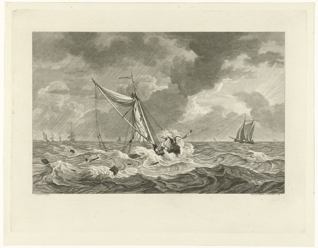 Pláže na nábřeží kapitána Klaase Ringels poblíž Texelu, 1778 od Mathias de Sallieth