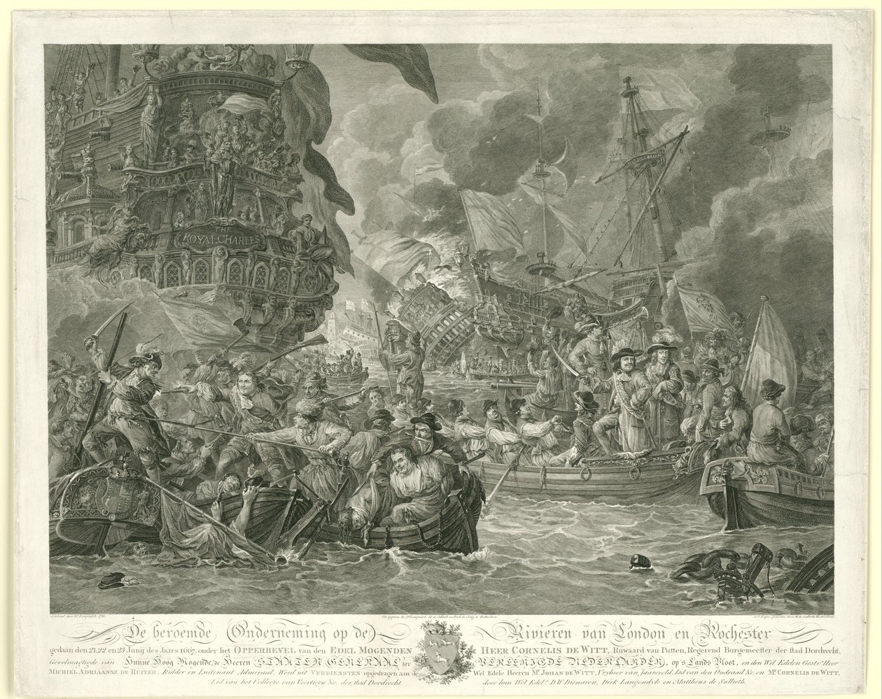 Nizozemský nájezd na Medway a zajetí královského Karla, 1667 od Mathias de Sallieth