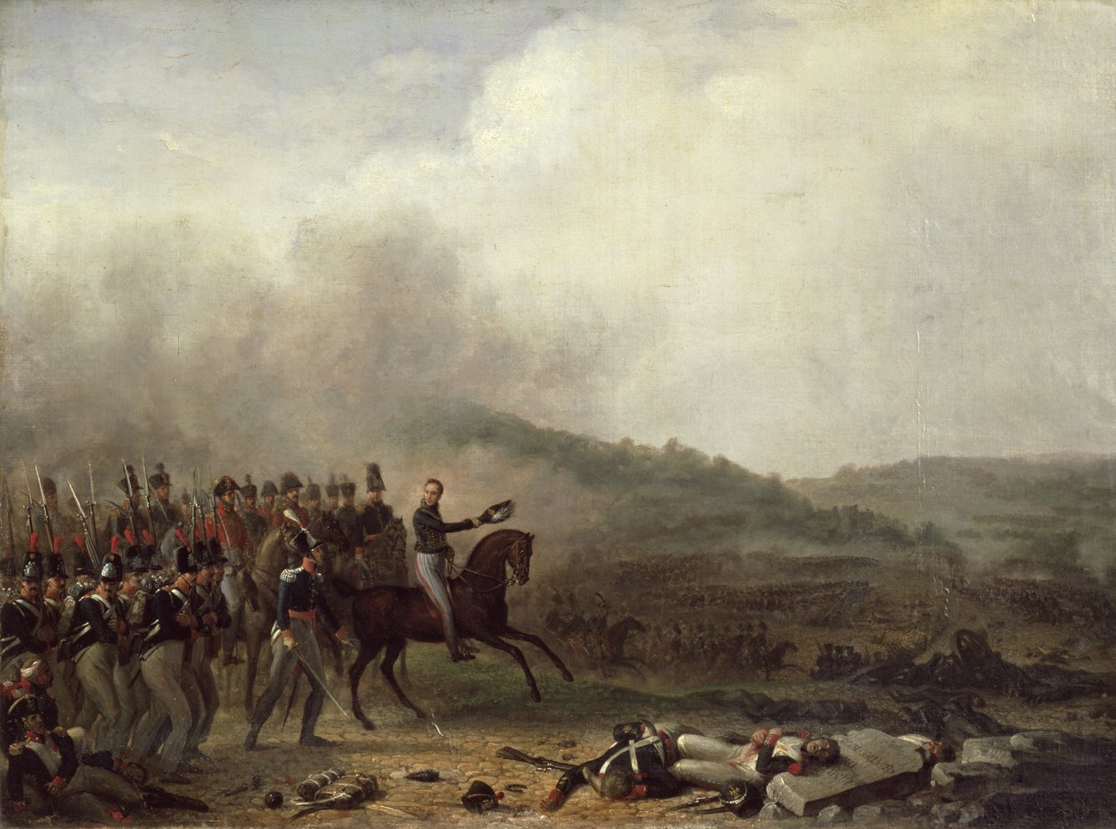Willem Frederik (1772-1843) princ Oranžský v bitvě u Quatre Bras od Mathieu Ignace van Bree