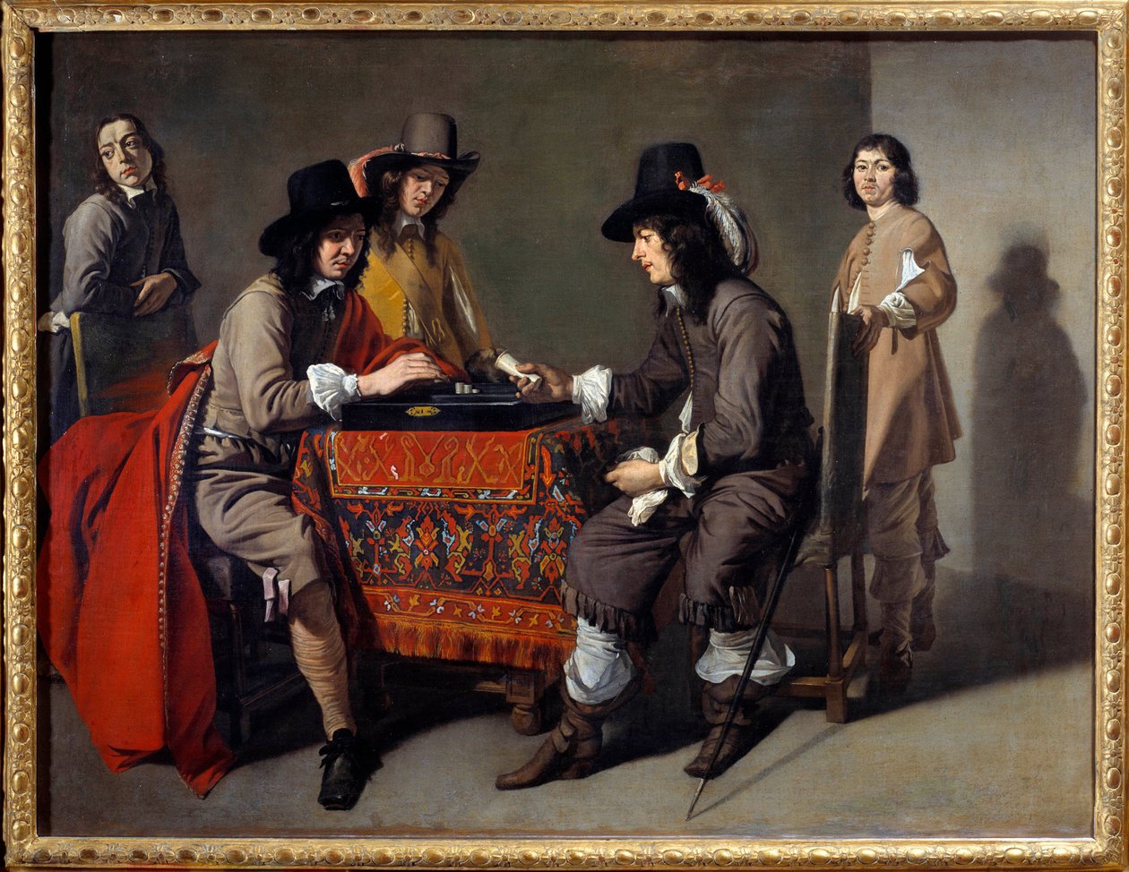 Hráči tric trac (Trictrac nebo Trictrac: předchůdce vrhcáby). Olej na plátně. Obraz Mathieu Le Dwarf (Lenain) (1607-1677) od Mathieu Le Nain