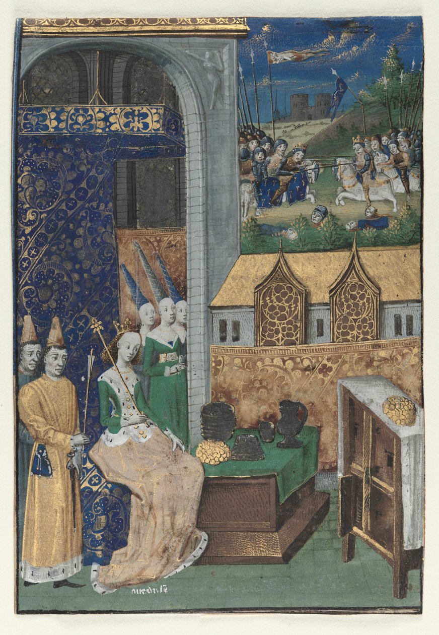 Jedna miniatura vyjmutá z Boccaccios Des Cleres et nobles femmes: Queen Medusa..., c. 1470. od Maître François