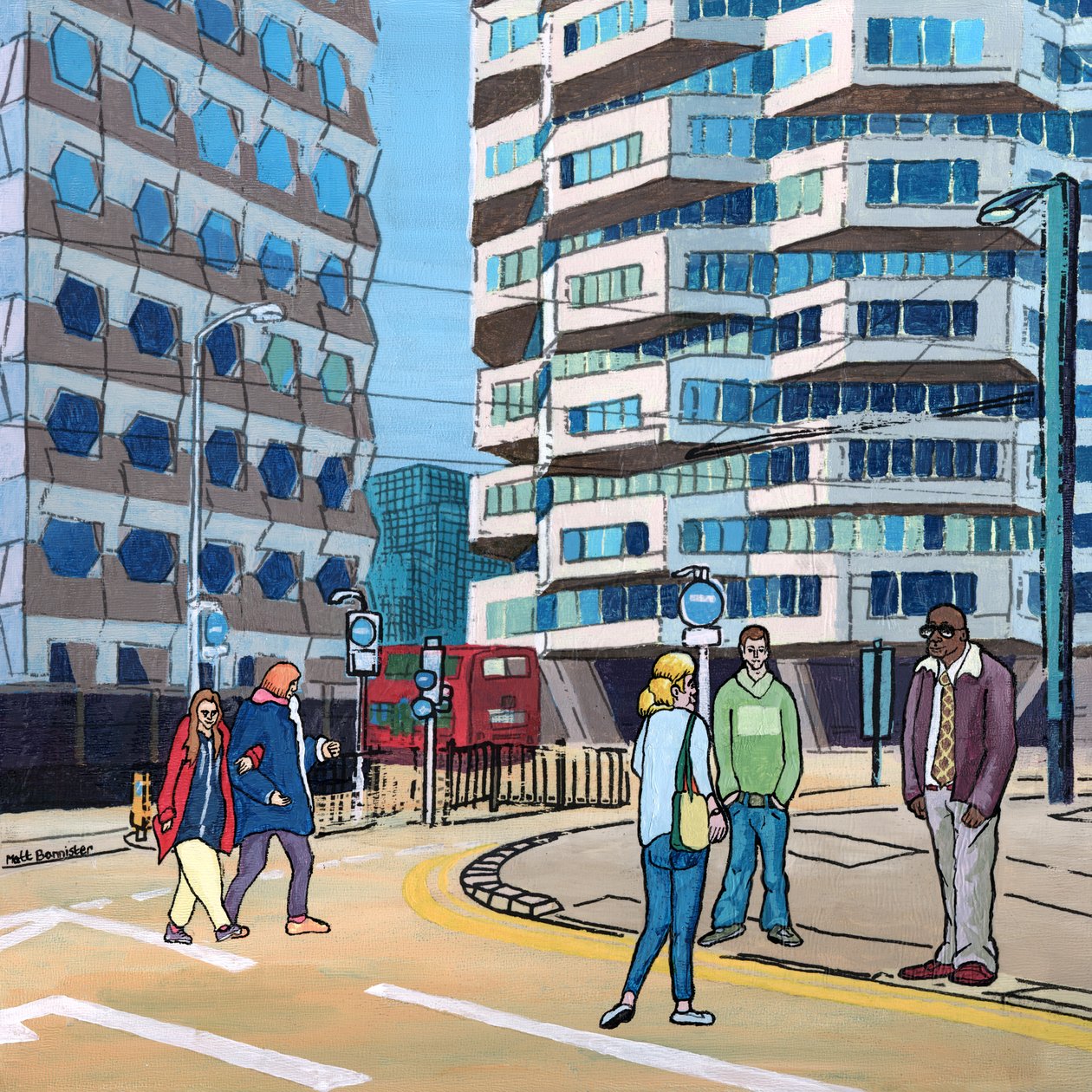 East Croydon, 2016 (kombinovaná technika na panelu) od Matt Bannister