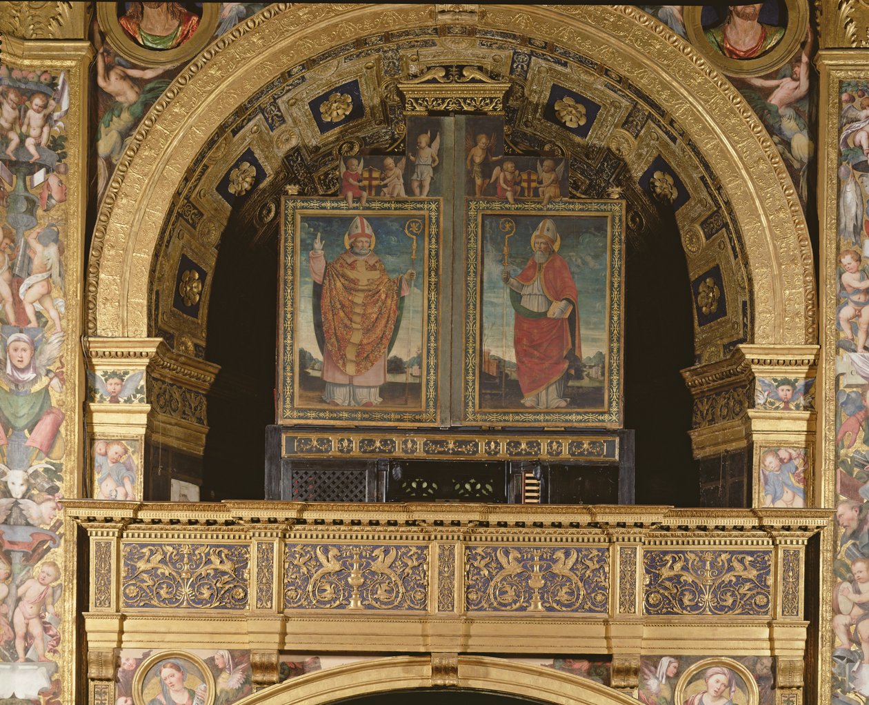 St. Bassianus and St. Ambrose, Bishop of Milan, 1507  od Matteo Chiesa