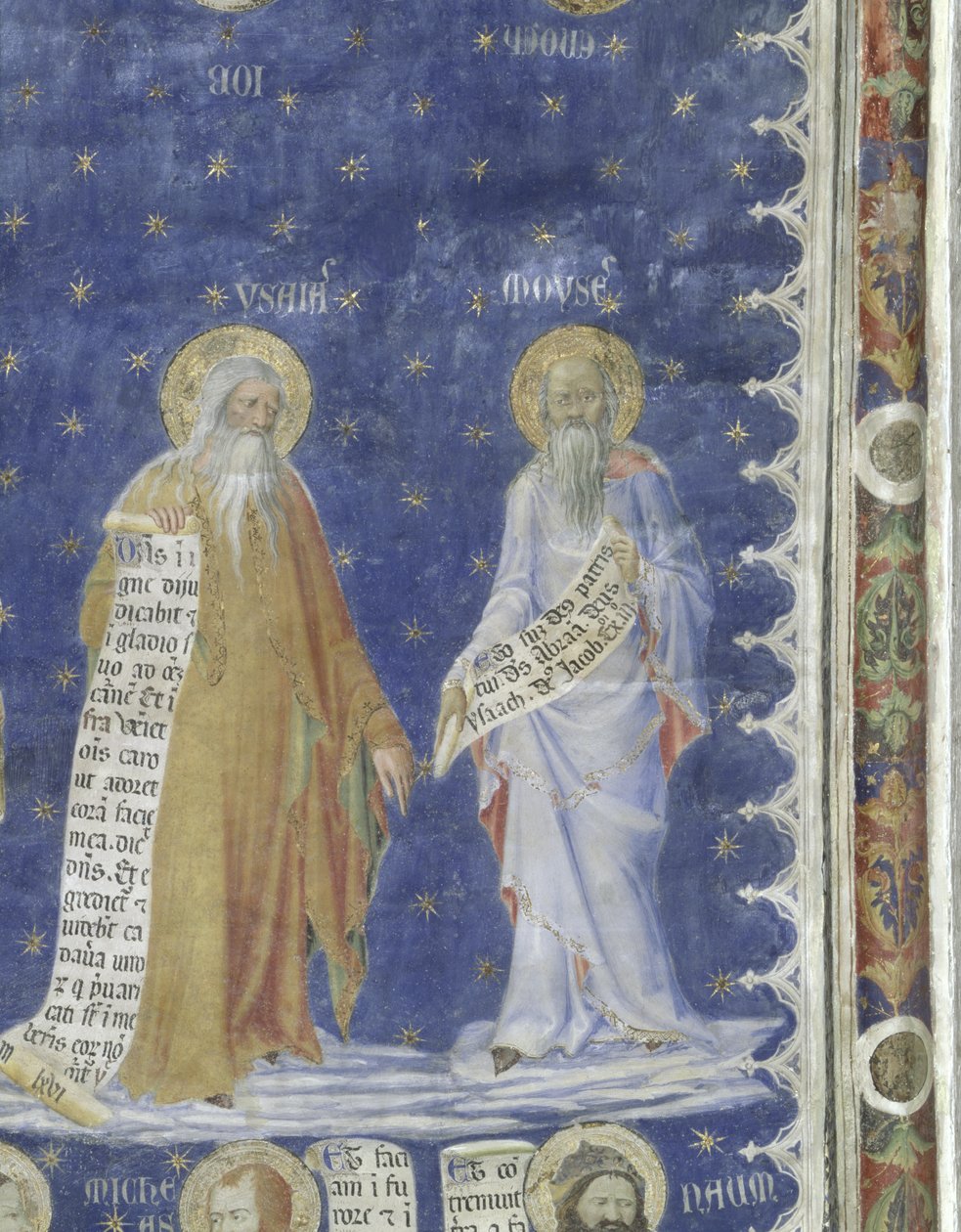 Freska Proroků v Salle de la Grande Audience (Audienční sál), detail zobrazující proroky Mojžíše a Izajáše, c.1344-5 od Matteo Giovanetti