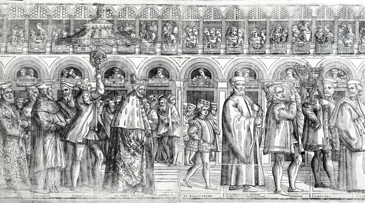 Dogal Procession, kolem 1555-60 (Viz také 476241-4) od Matteo Pagani