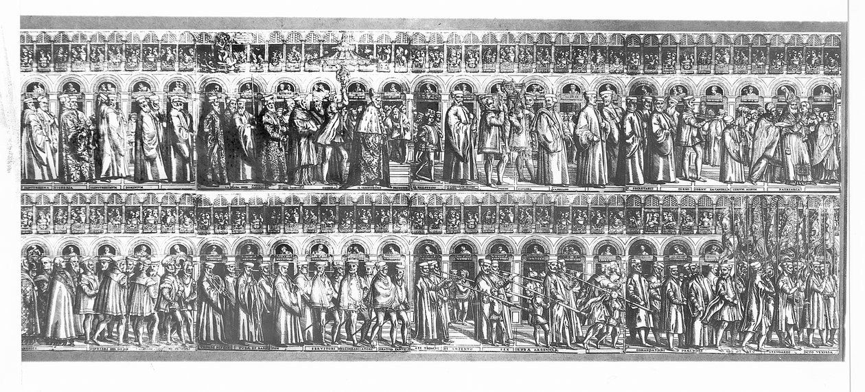 Průvod dóžete a benátských úředníků, c.1555-60 od Matteo Pagani