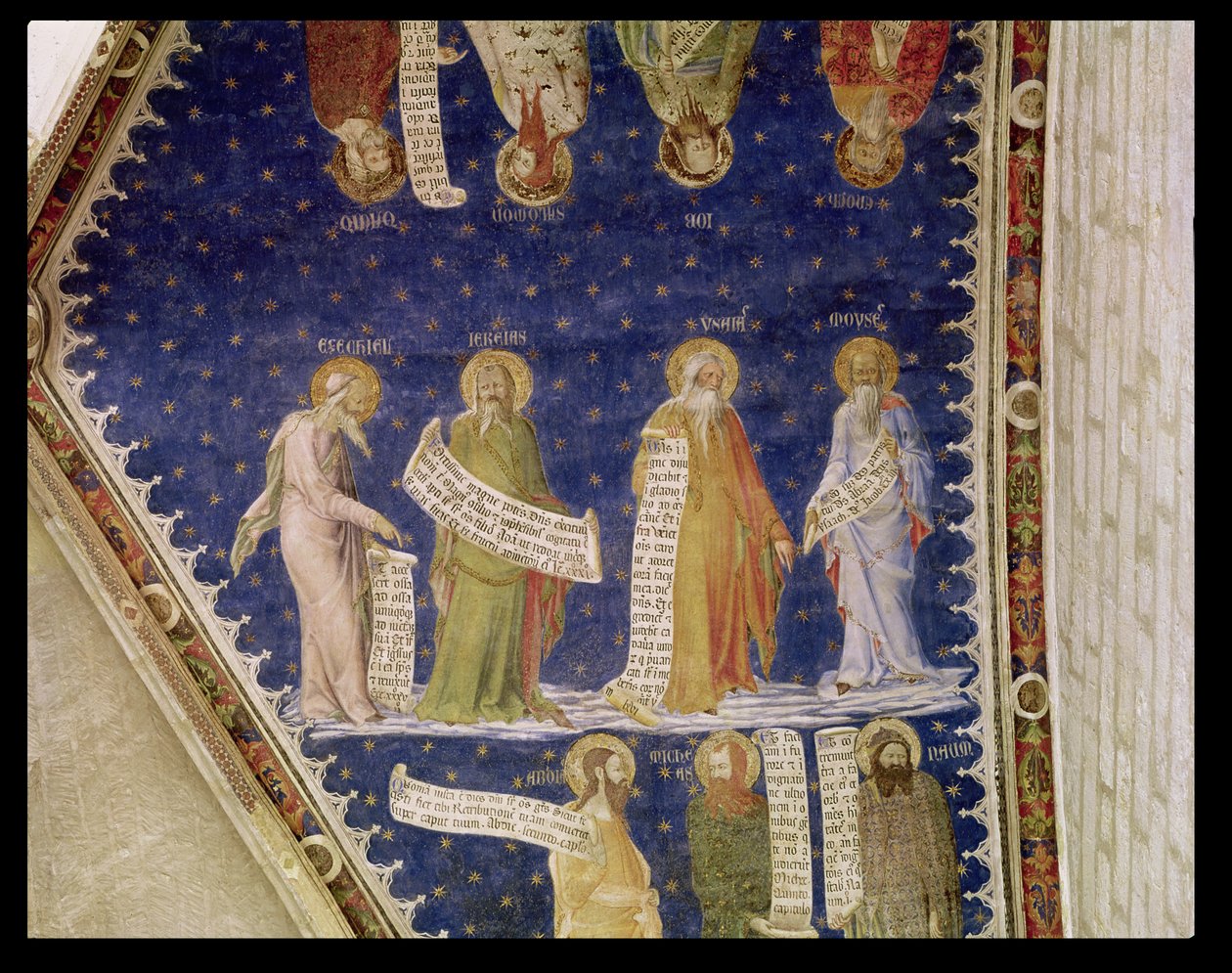 Proroci Ezechiel, Jeremiáš, Izajáš a Mojžíš, z La Salle de la Grande Audience (audienční síň) kolem roku 1353 od Matteo di Giovanetto da Viterbo