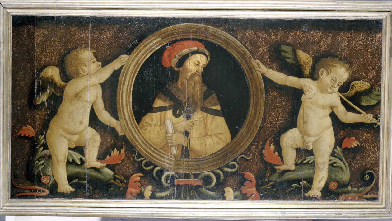 Portrét muže s putti, cca 1510-15 (tempera na borovici) od Matteo di Giuliano di Lorenzo Balducci