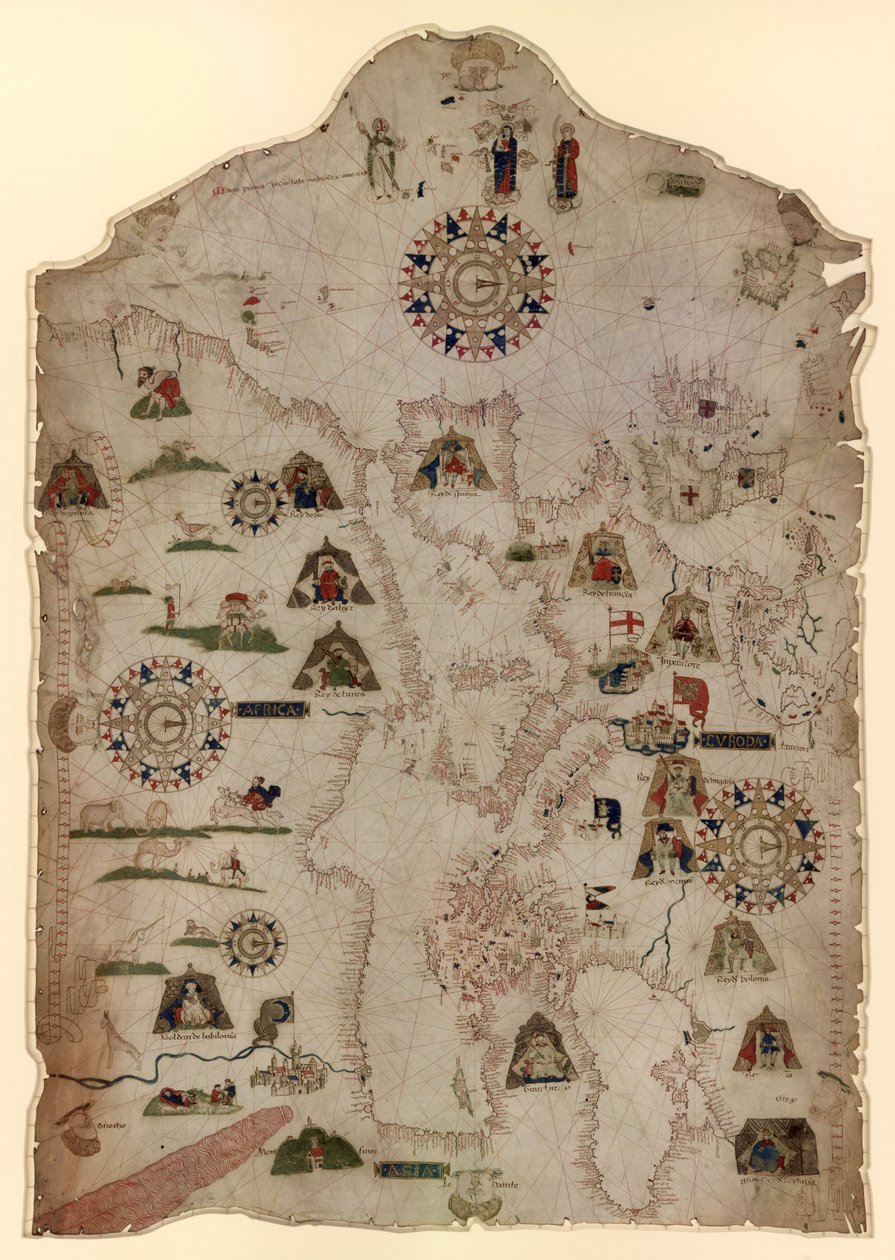 Mapa Středozemního moře, Černého moře a pobřeží západní Evropy a severozápadní Afriky, kolem roku 1559 od Matteo Prunes