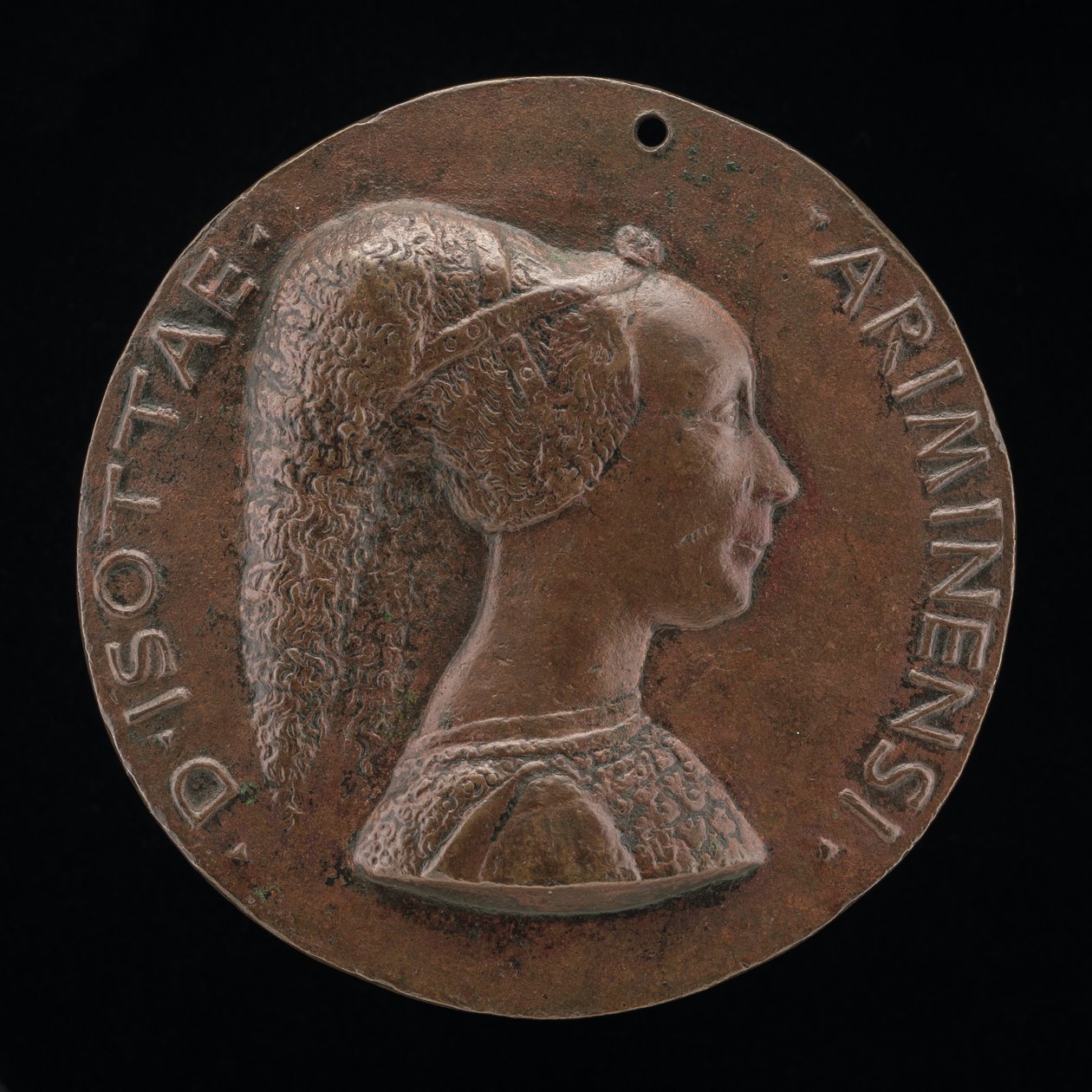 Isotta degli Atti, 14321433-1474, milenka 1446, poté manželka po roce 1453 Sigismonda Malatesty [obv od Matteo di Andrea de Pasti