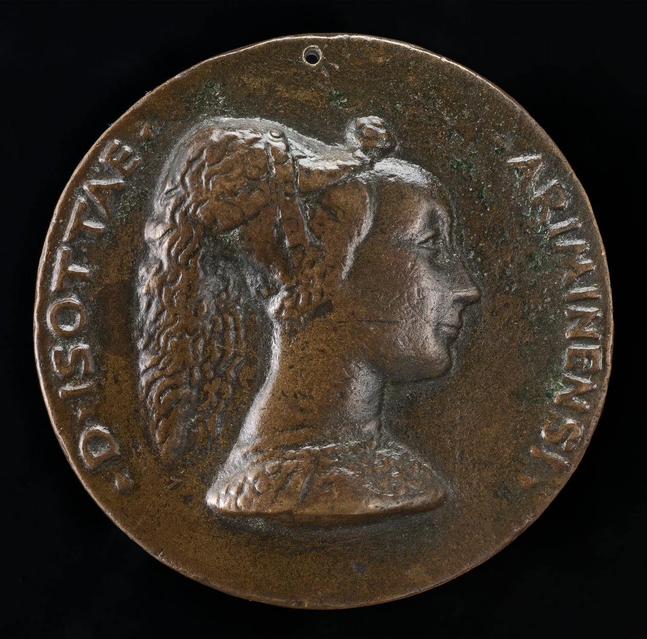 Isotta degli Atti, 14321433-1474, milenka 1446, poté manželka po roce 1453 Sigismonda Malatesty [obv od Matteo di Andrea de Pasti
