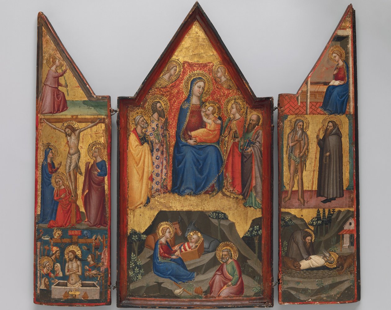 Madona s dítětem na trůnu se svatými... a pod Narozením..., ca. 1380-90. od Matteo di Pacino