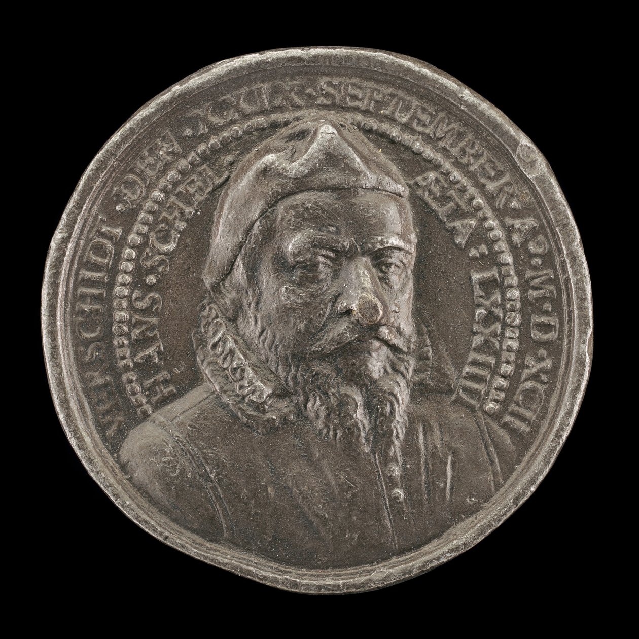 Hans Schel, 1518-1592, norimberský patricij [avers], 1592. od Matthäus Carl
