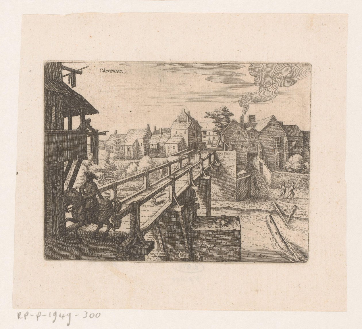 Pohled na Charenton-le-Pont Charanton (název na objektu) Sedm francouzských krajin a měst (název série) od Matthäus Merian (I)