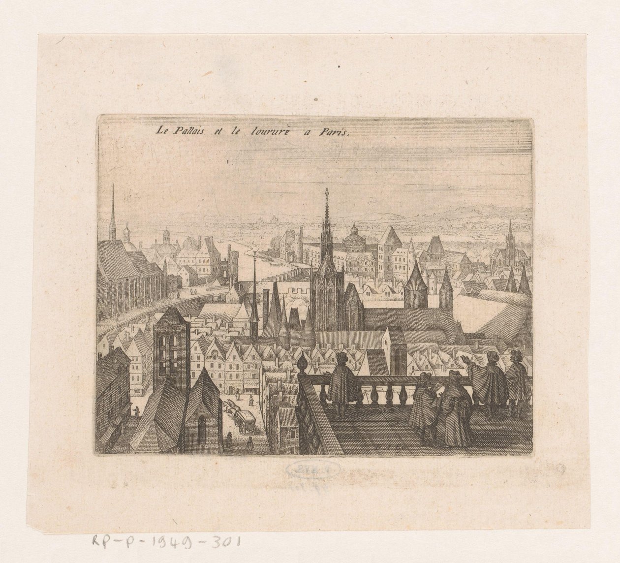 Tvář v Paříži Le Palais et le louvre v Paříži (název na objektu) Sedm francouzských krajin a měst (název série) od Matthäus Merian (I)