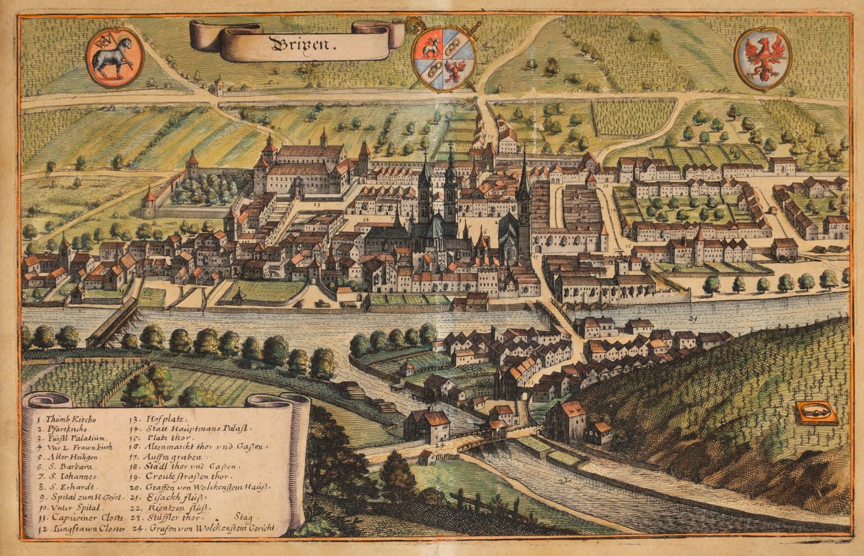 Pohled na barevný Brixen od Matthaus Merian