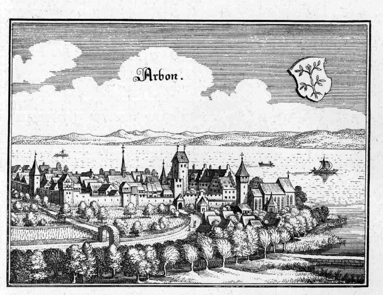 Arbon - výňatek z Topographia Sueviae (Schwaben) od Matthaus Merian