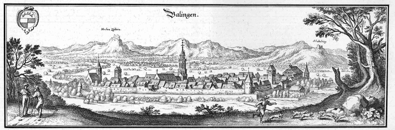 Balingen - výňatek z Topographia Sueviae (Schwaben) od Matthaus Merian