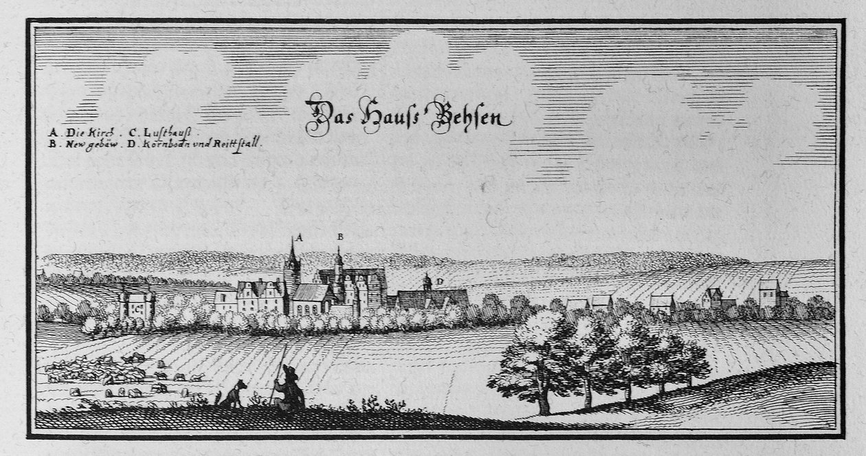 Beesen (1820 sjednocení s Laublingenem na Beesenlaublingen, dnes součást města Könnern, Sasko-Anhaltsko, Německo) od Matthaus Merian
