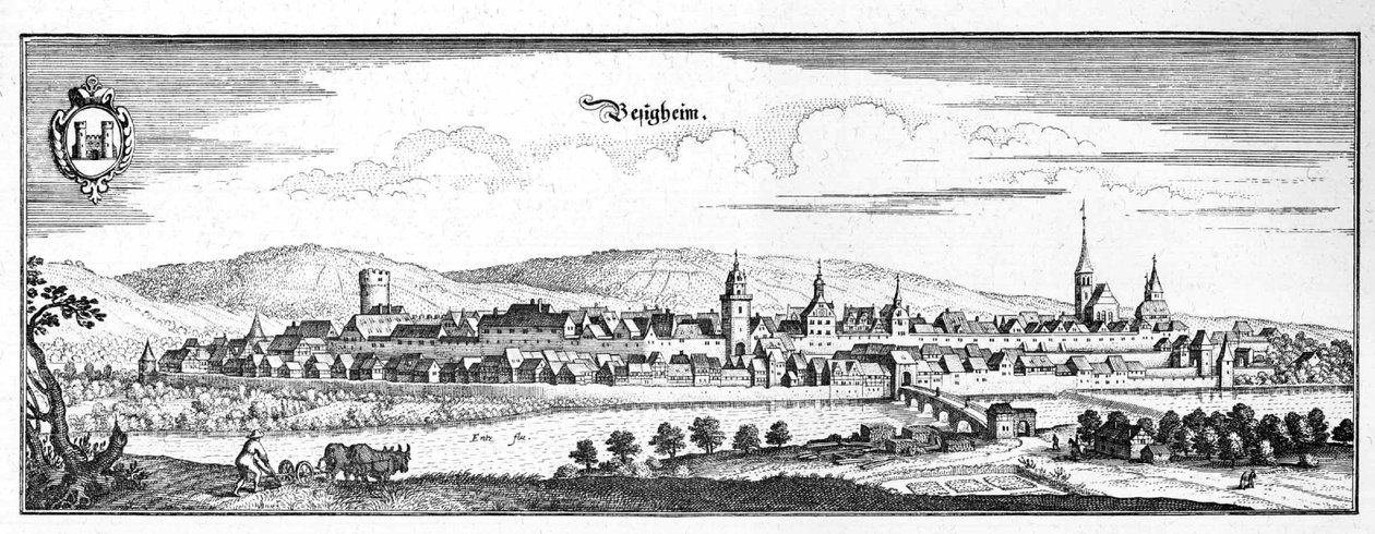 Besigheim - výňatek z Topographia Sueviae (Schwaben) od Matthaus Merian