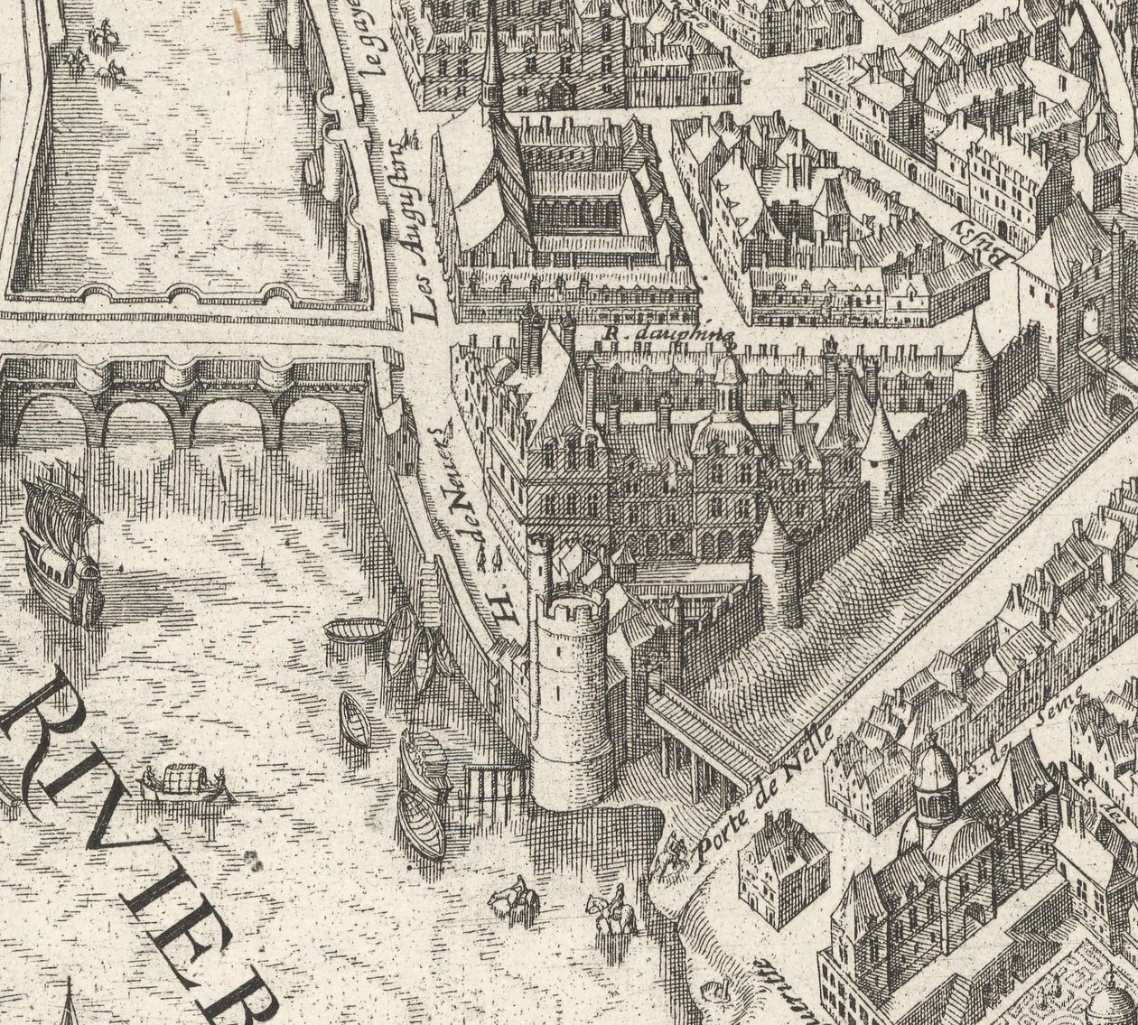 Hôtel de Nevers na Merianově plánu Paříže z roku 1615 - David Rumsey od Matthaus Merian