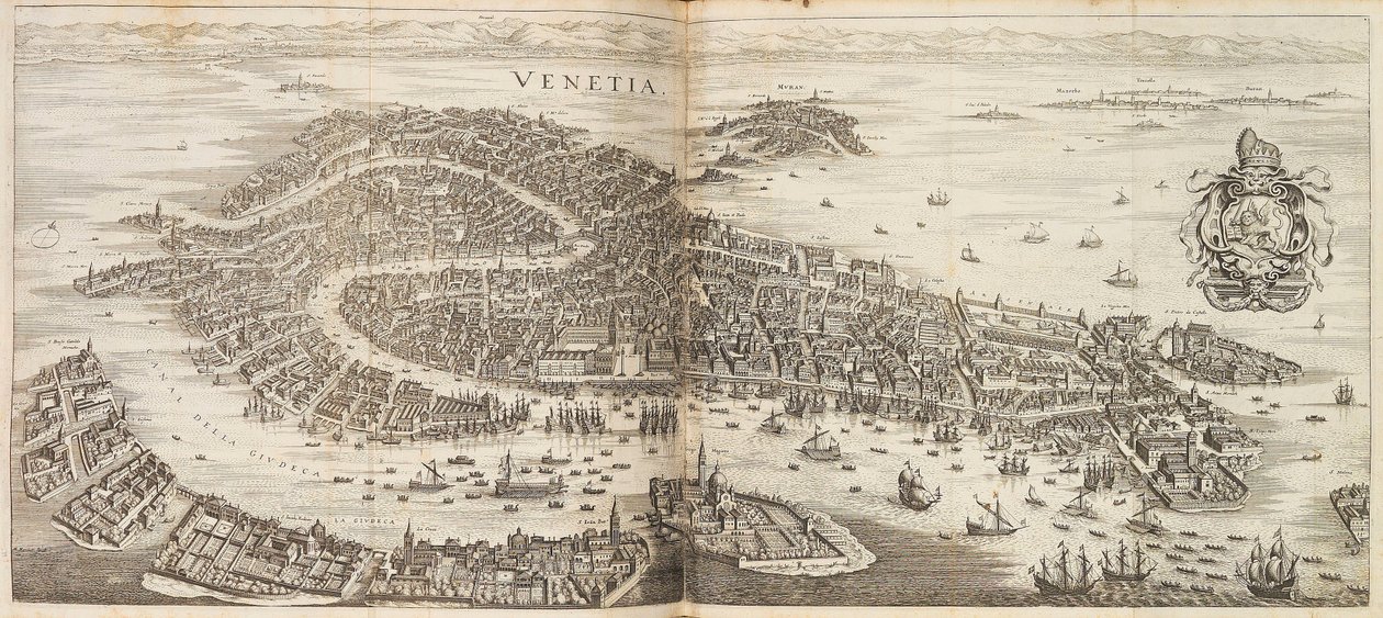 Panorama Benátek. Z Newe Archontologia cosmica od Johanna Ludwiga Gottfrieda, 1646. od Matthaus the Elder Merian
