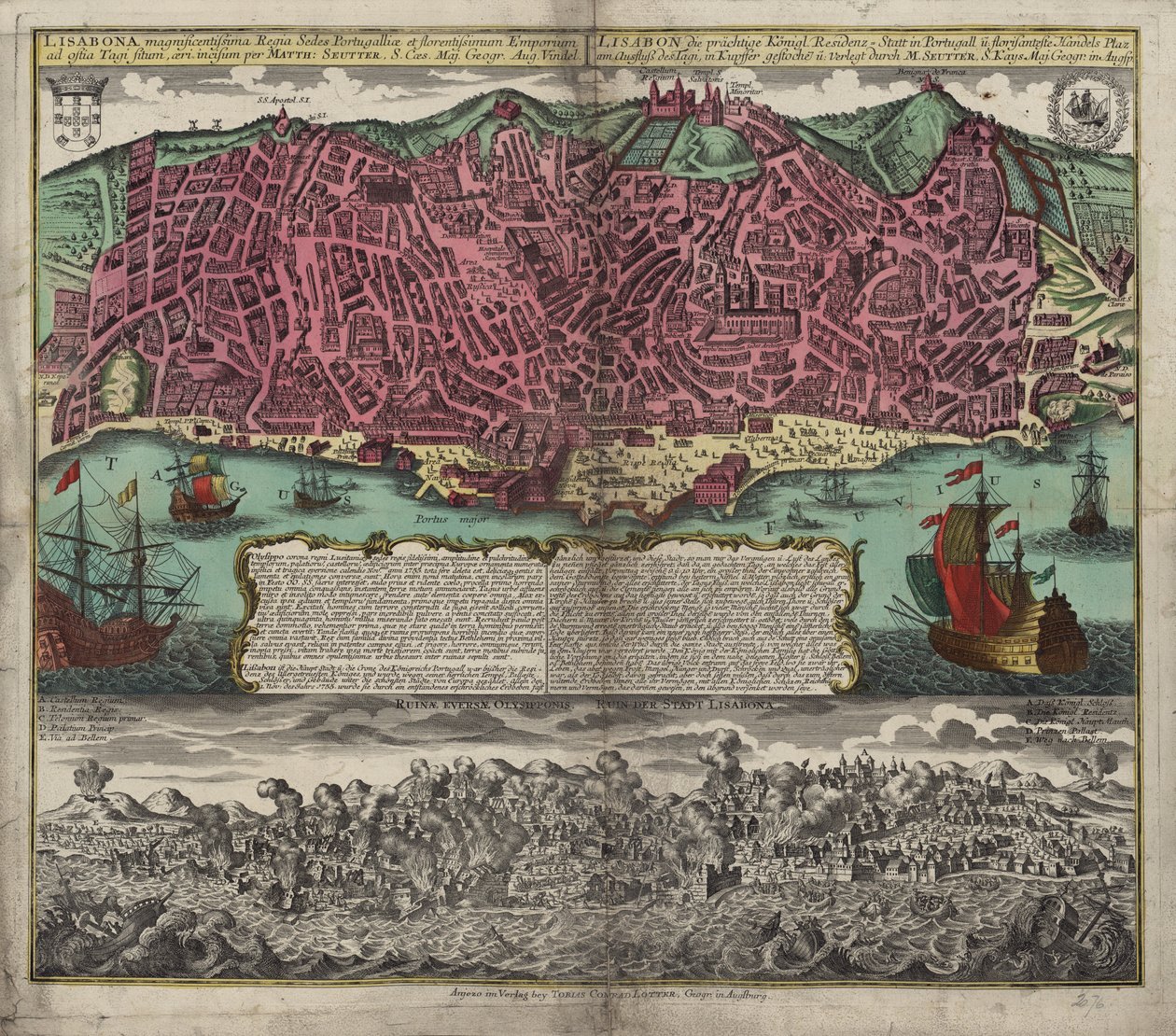 Mapa z mapové sbírky Národní knihovny. Mapa je zveřejněna v Augsburgu od Matthäus Seutter
