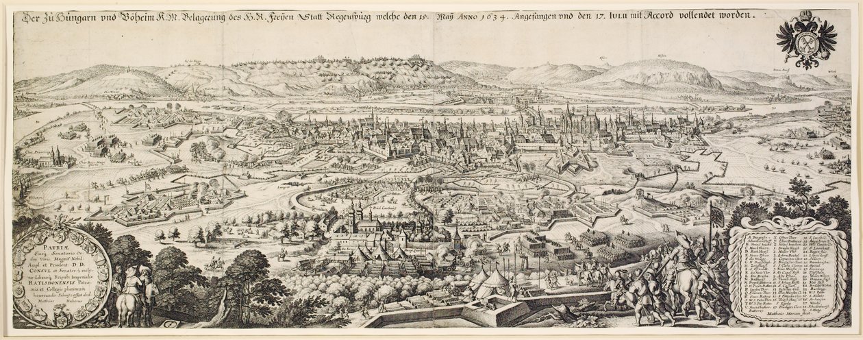 Obléhání Řezna, 1634 od Matthaus the Elder Merian
